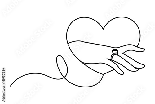 Wedding ring icon in one line minimalist design