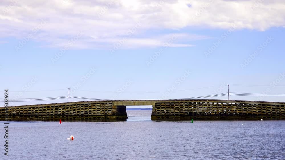 The Bailey Island Bridge is a historic bridge in the town of Harpswell within Cumberland County in the state of Maine. The Bailey Island Bridge is a historic bridge in the town of Harpswell within Cumberland County in the state of Maine.