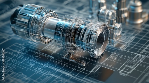 Engineering Design, Machinery Components, Technical Blueprint