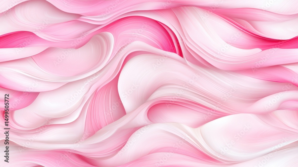 Obraz premium Pink Waves: Gentle pink and white waves intertwine, creating a soothing abstract pattern reminiscent of delicate silk or soft petals, invoking a sense of calm and serenity.