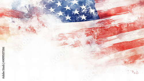 Abstract grunge American flag background with paint splashes and stars for Fourth of July, Independence Day, patriotic events and USA national celebrations

