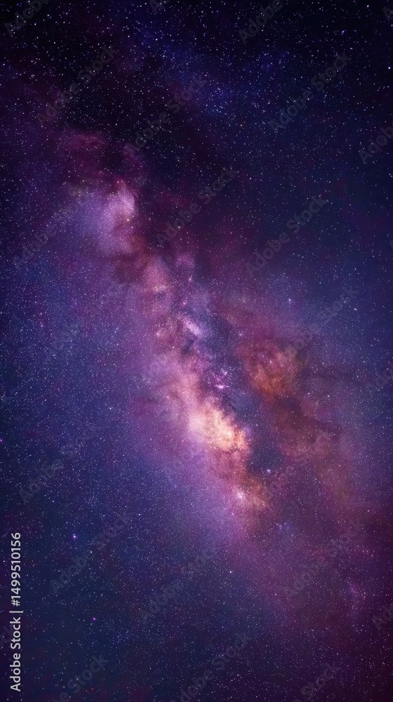 Fototapeta premium Majestic Milky Way Galaxy Shines Brightly in Night Sky Purple Hues Cosmic Wonder Astrophotography Scenic View Space Exploration Universe