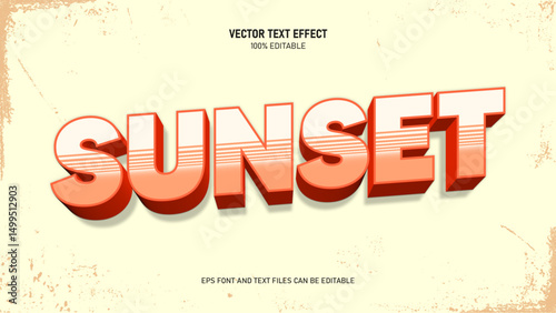 Sunset retro text style editable text effect