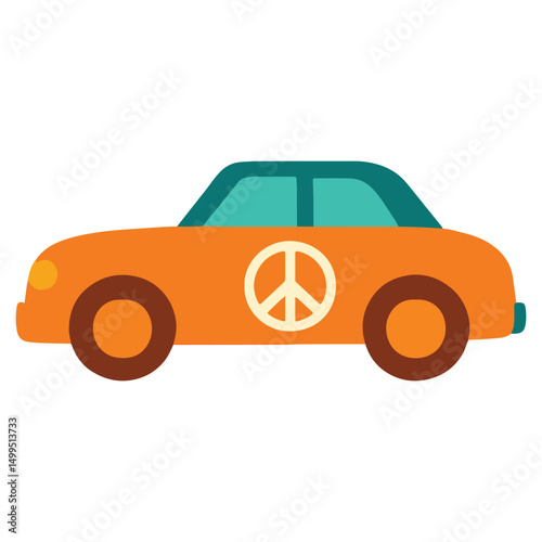 groovy Retro Car illustration, colorful groovy clipart, groovy design sublimation
