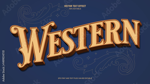 Western 3d text style editable text effect