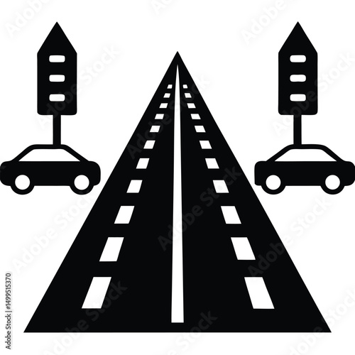 Busy city traffic on an asphalt street with speeding cars, a symbol of modern transportation and travel direction
