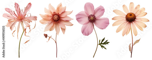 Wallpaper Mural PNG Delicate pressed flowers collection, element set on transparent background Torontodigital.ca