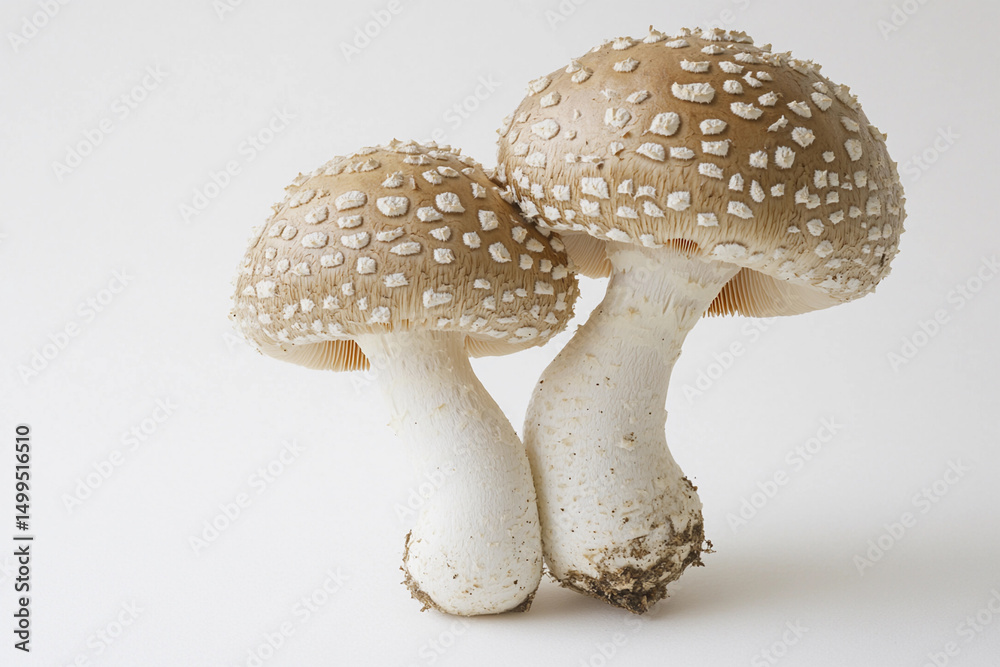Obraz premium Fresh mushrooms on a clean white surface for cooking Generative AI