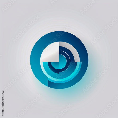 Sleek modern minimalist tech logo geometric design in futuristic blue tones flat icon clean vector style professional branding on white background centered composition perfect for innovation