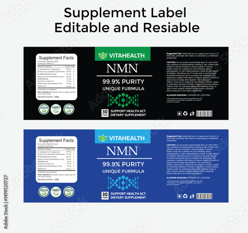 Supplement label design ,private label supplements, nmn supplement label 