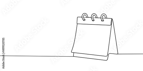 Continuous one line drawing of empty loose-leaf calendar. Calendar single line vector illustration. Editable line vector.