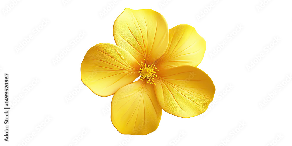 Obraz premium Bright golden hibiscus blossom with delicate petals isolated on white transparent background