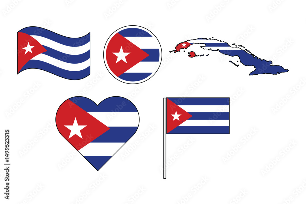 Fototapeta premium set of badges with flag of Cuba vector illustration