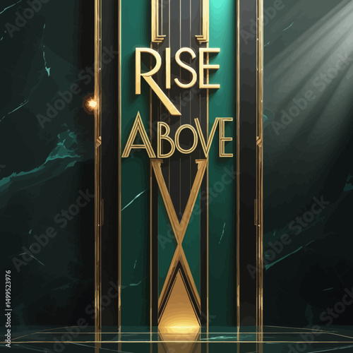 Elegant Gold Rise Above Art Deco Design Green Marble Luxury Background Premium Modern Abstract Graphic Texture Wall Panel  Motivational Inspirational Success Goal Hope Style Image Poster Vector Growth