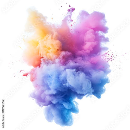 Vibrant rainbow ink cloud explosion abstract art
