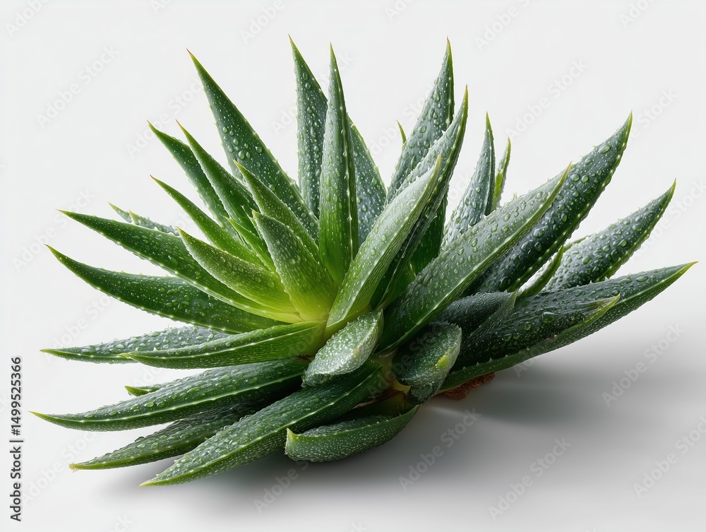 Fototapeta premium Aloe vera plant, isolated on white background, close-up.