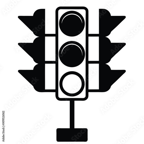 White background vector illustration of a traffic light symbol for road safety and direction control