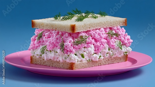 Pink  White Cottage Cheese Sandwich Delight.