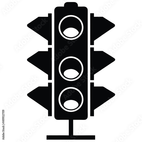 Isolated red traffic light stop signal on a white background
