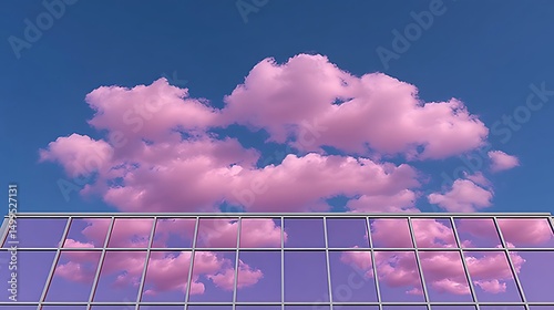 Pink Clouds Reflected in Modern Building Glass.