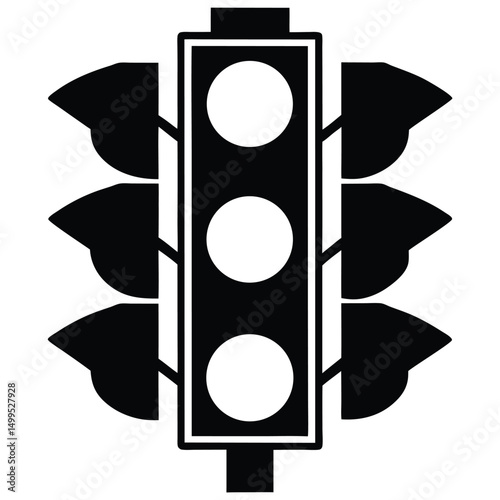 Vector illustration of an isolated traffic light displaying red, yellow, and green signals for road safety and traffic control