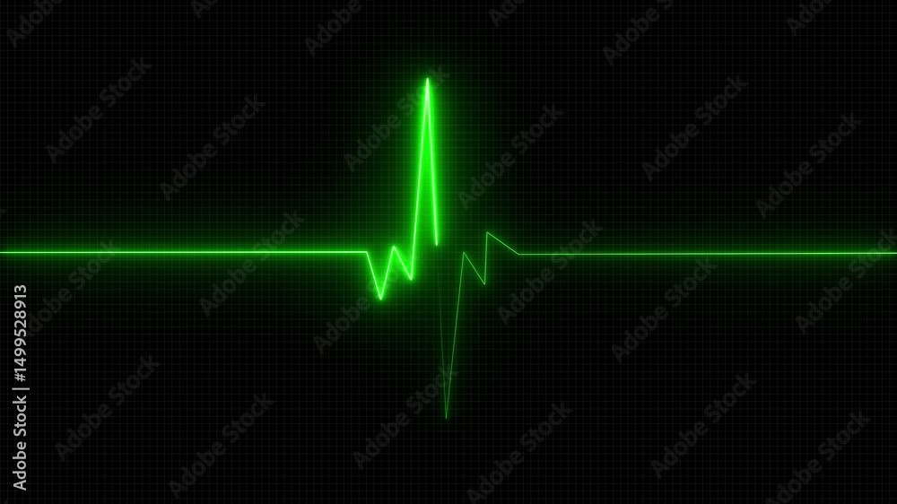 Heartbeat monitor EKG line monitor showing heart pulse .Neon sign heartbeat signal animation , Glowing white color neon heartbeat icon. Heart bit signal animated