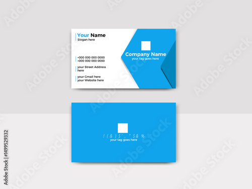Modern blue and white business card design. Modern business card template Flat design vector abstract creative - Vector
