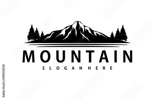 Silhouette of Mount Hood Portland Oregon Mountain logo design