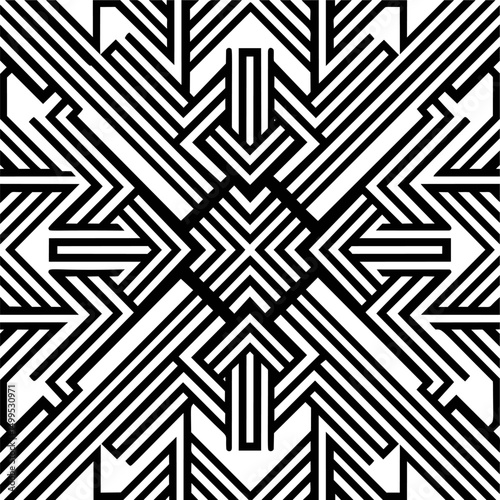 Geometric black and white abstract pattern with intersecting lines. Vector illustration