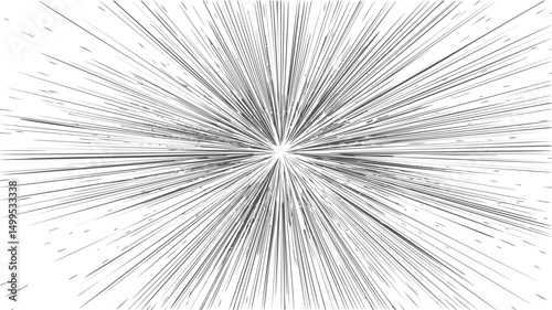 Radiating black and white lines forming an abstract explosion concept. Vector illustration