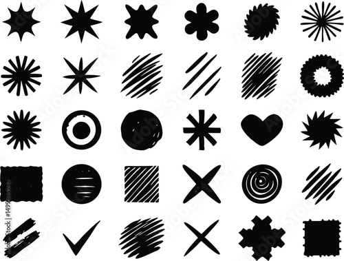 set of Hand drawn Pencil or Marker underlines and strikethrough, scribble emphasis lines, circles, ovals and crosses vector illustration