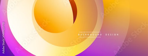 Abstract gradient layers create dynamic circular design. Warm colors blend, forming modern visual effect. Smooth transitions suggest movement, depth.
