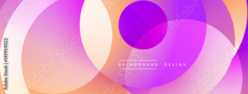Abstract circles overlap, creating vibrant gradients. Pink, purple, orange hues blend smoothly. Modern design element for backgrounds.