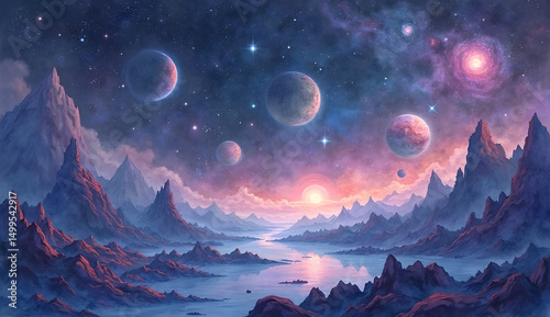 Fantasy galaxy swirl sky in outer space