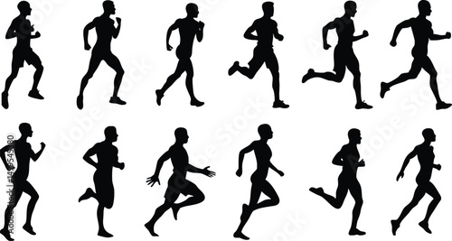 Wallpaper Mural Human running silhouette vector set on white background Torontodigital.ca