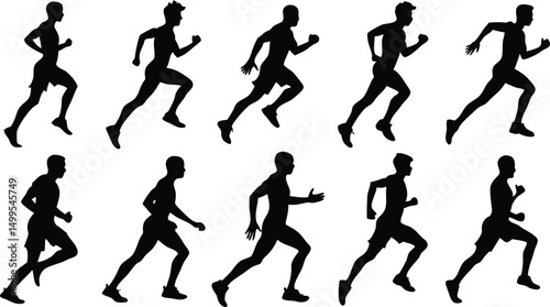 Wallpaper Mural Human running silhouette vector set on white background Torontodigital.ca