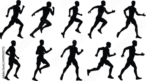Wallpaper Mural Human running silhouette vector set on white background Torontodigital.ca