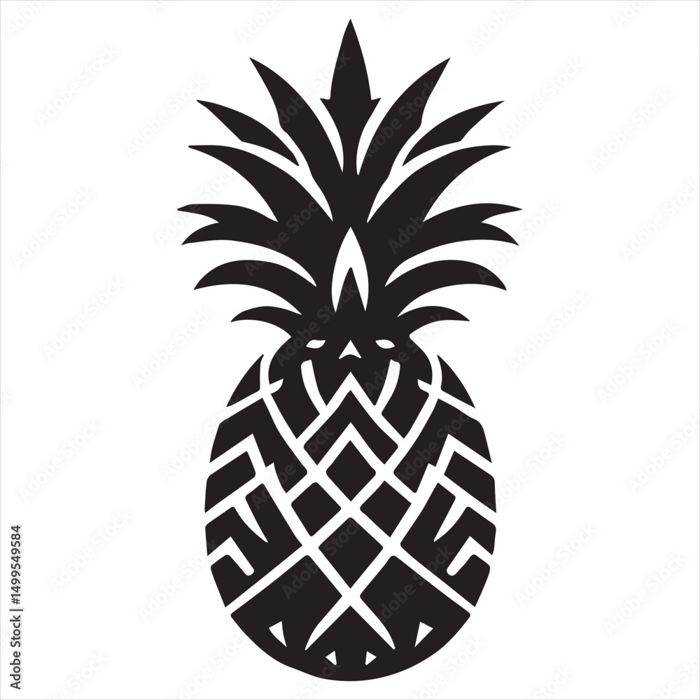 Obraz premium Pineapple Vector art illustration with leaves