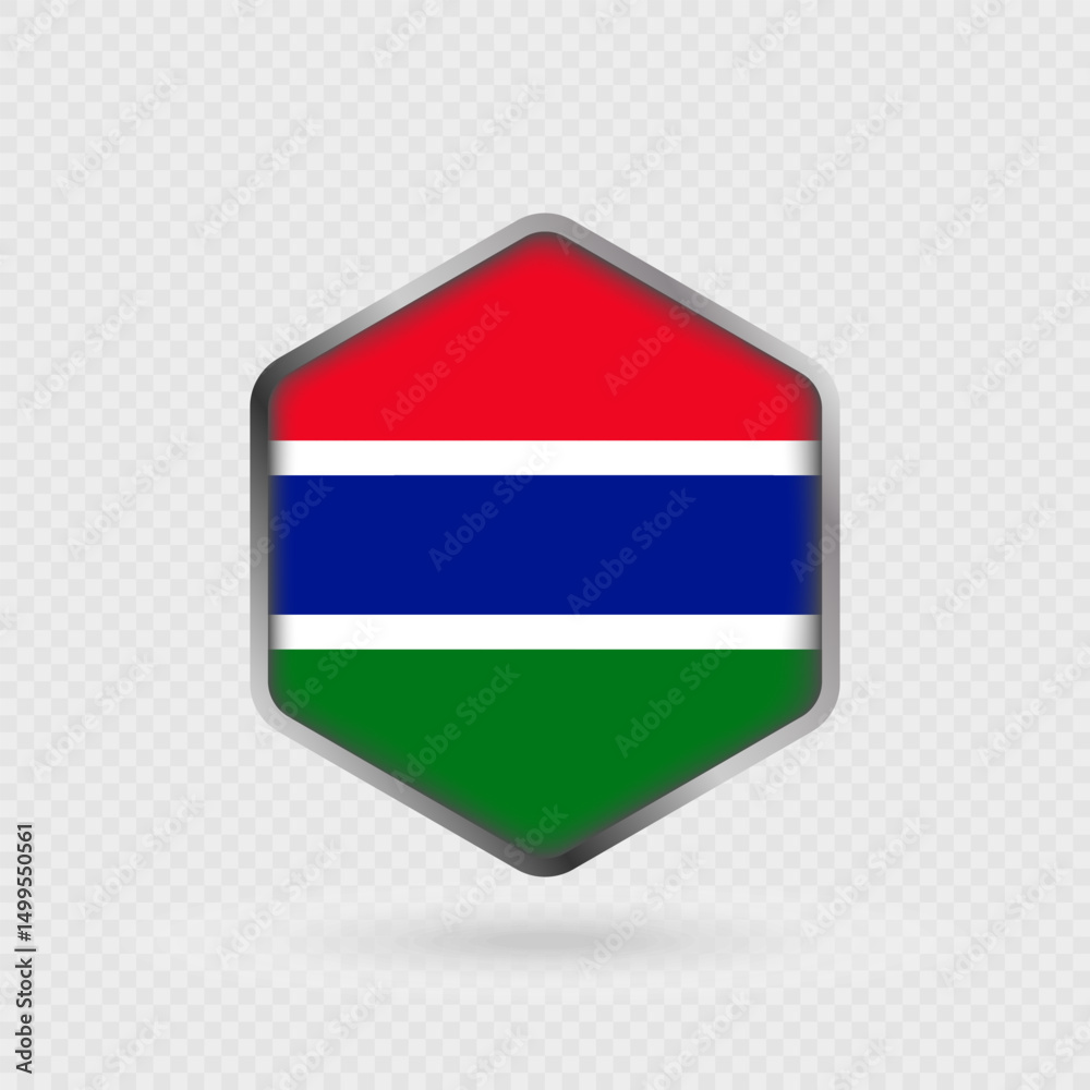 Fototapeta premium Gambia Flag Icon in Hexagon Shape.