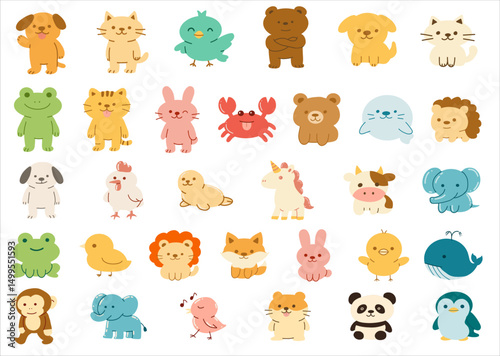 cartoon hand drawn doodle animal collection