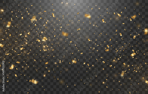 Vector magical light dust, dusty shine. Flying particles of light png. Sparkling fairy dust shining on a transparent background. Christmas light effect. Vector illustration isolated on PNG 