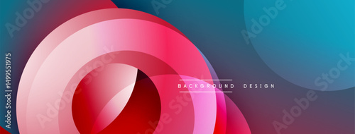 Abstract colorful layers create dynamic background. Overlapping circles, gradients, smooth transitions define modern design.