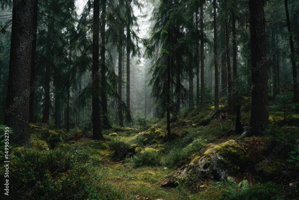 Naklejka premium Write about a forest that reacts to human emotions
