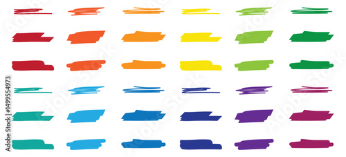 set of simple brush strokes isolated vector illustration