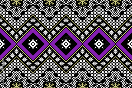 Ethnic Figure aztec embroidery style.Geometric ikat oriental traditional art pattern.Design for ethnic background,wallpaper,fashion,clothing,wrapping,fabric,element,sarong,graphic,vector illustration.