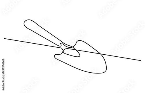 One continuous line drawing of shovel. Single line of shovel vector illustration