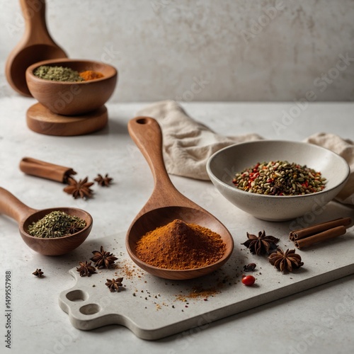 spices in a wooden spoon