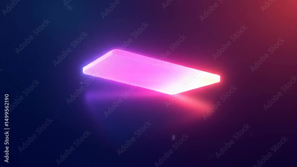 Abstract glowing rectangular shape in vibrant pink and purple tones  
