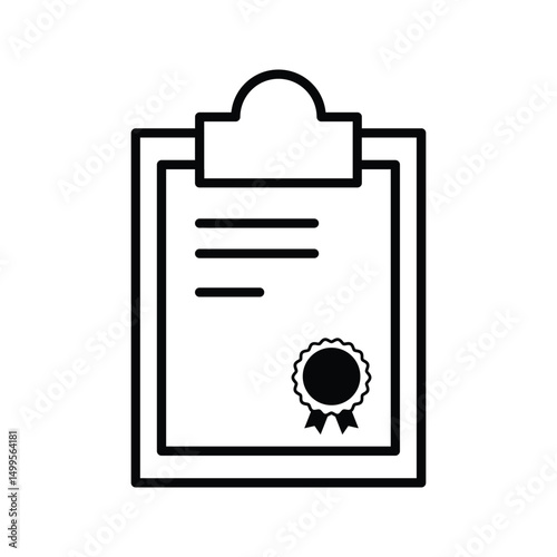 Clipboard Icon. Clipboard Illustration With Award Ribbon Symbol. Clipboard With Verified Mark.
