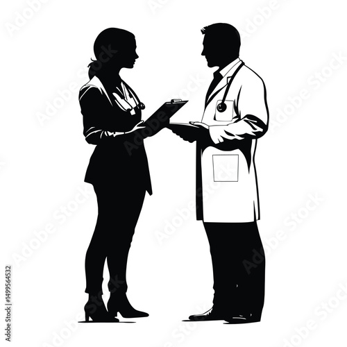 A doctor handling a complex medical case silhouette